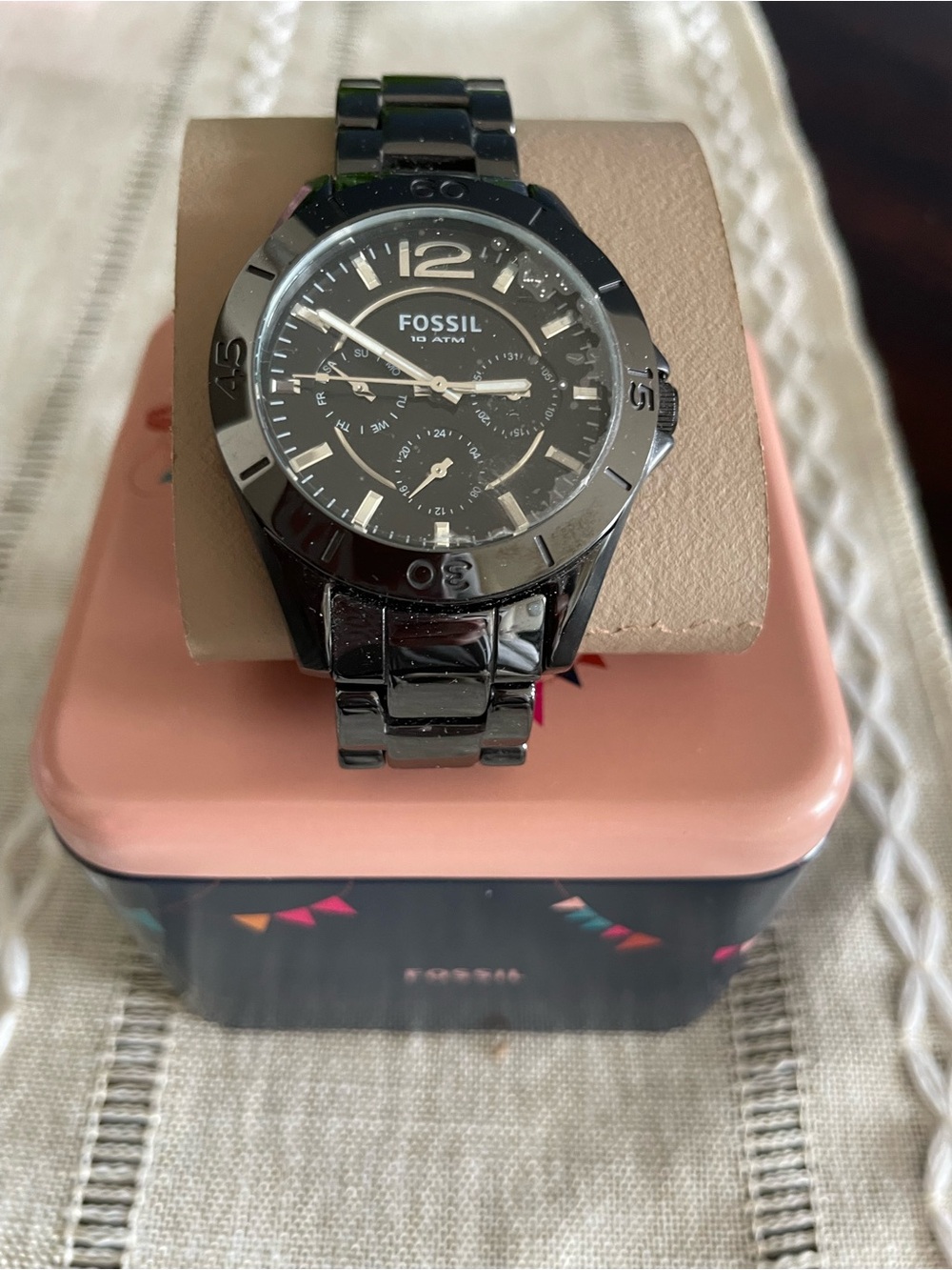 Fossil Black Stainless Steel Chronograph with Gunmetal Accents